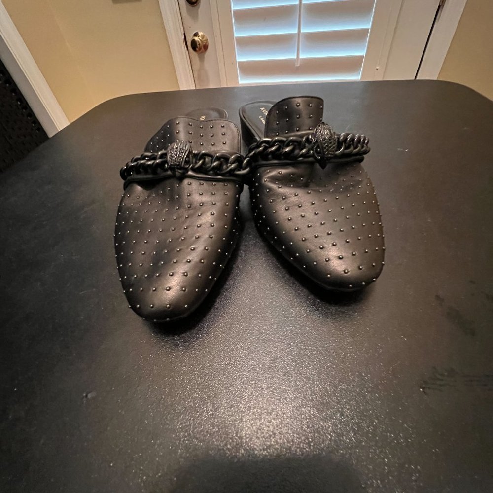 Kurt Geiger London black Chelsea studded leather flat mules - Picture 5 of 12